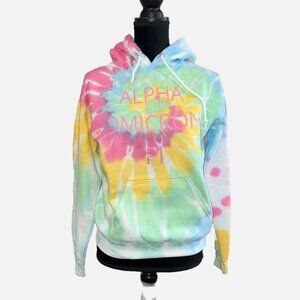 ALPHA OMICRON PI Sorority Hoodie Sweatshirt SMALL Tie Dye ΑΟΠ AOII